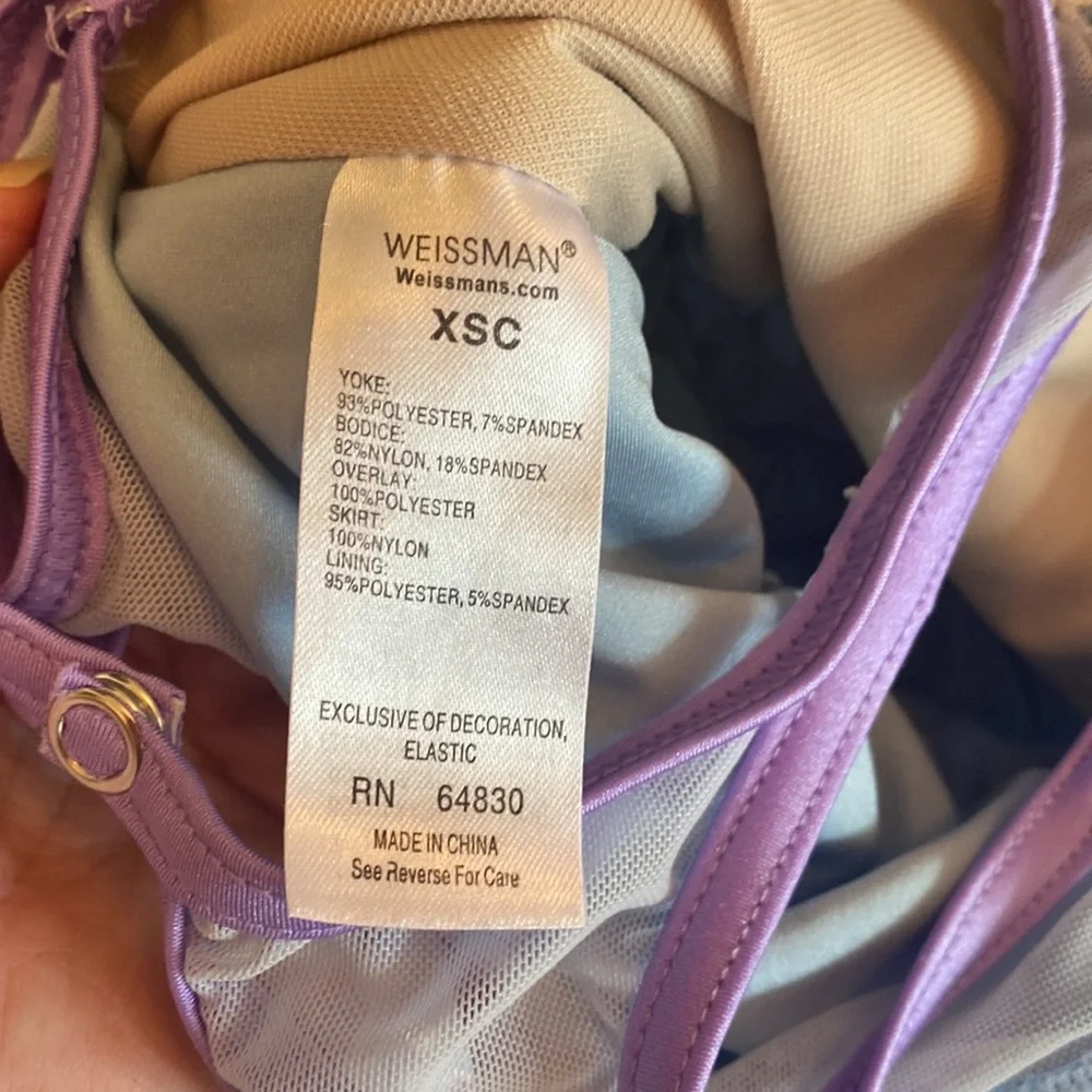 Girls Weissman EUC Blue & Purple Ballerina Costume w/Purple Hairbow - Sz XSC